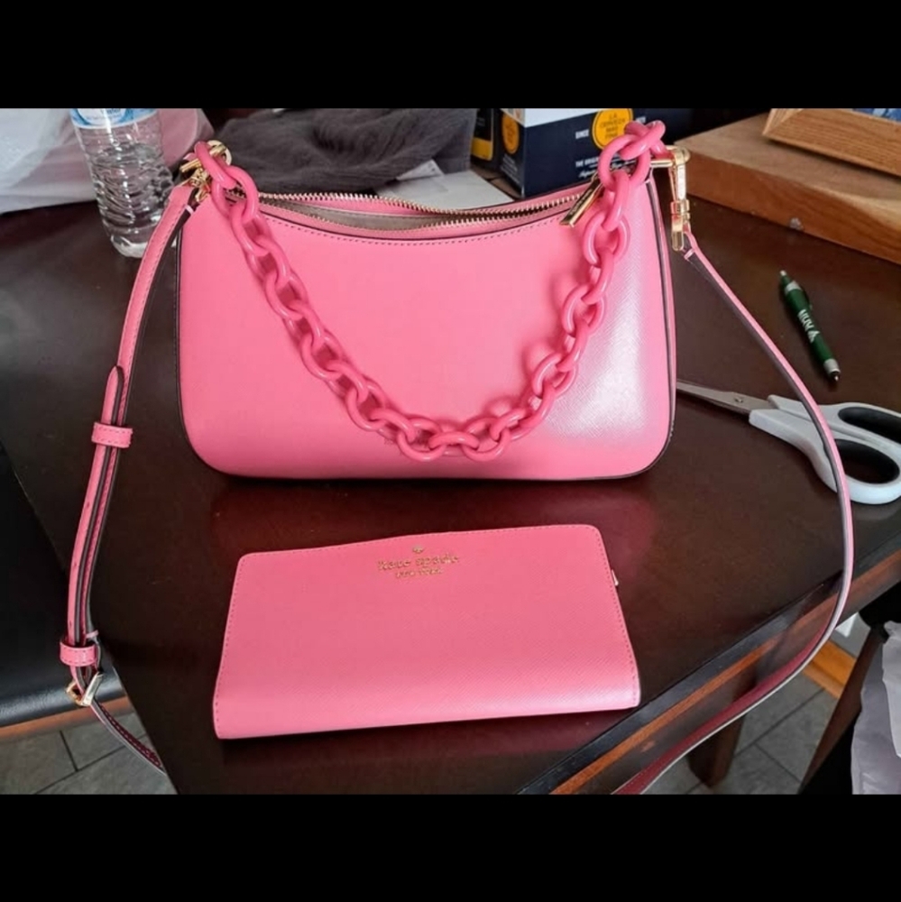 Kate Spade Vibrant Pink Shoulder Bag with Chain